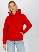 RUE PARIS red basic kangaroo sweatshirt