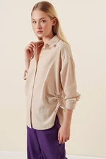 Bigdart 20132 Ruffles Oversized Shirt - Cream