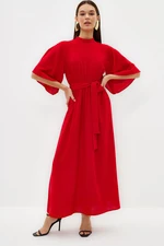 Trendyol Red Belted Half Sleeve Woven Dress