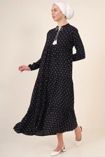 Bigdart 1627 Collar Lace-up Hijab Dress - Black