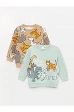 LC Waikiki Crew Neck Long Sleeve Printed Sweatshirt for Baby Boy 2-pack.