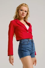 armonika Women's Red One-Button Crop Jacket