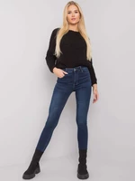 Dark blue jeans with high waist