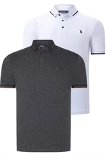 DOUBLE SET T8586 DEWBERRY MEN'S T-SHIRT-WHITE-ANTHRACITE