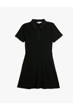 Koton Mini Dress Polo Neck Short Sleeve Buttoned Ribbed