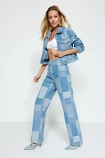 Trendyol Blue Block High Waist Wide Leg Jeans