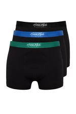 Trendyol Black Men's Letter Elastic 3-Pack Cotton Boxer