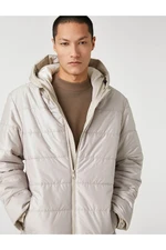 Koton Basic Down Jacket with a Hooded Pocket Detailed Zipper.