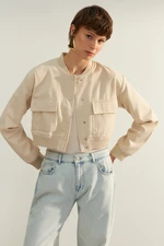 Trendyol Beige Oversize Bomber Jacket Coat