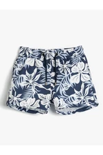 Koton Marine Shorts with Tie Waist Floral Pattern, Mesh Lined.