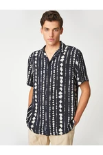 Koton Short Sleeve Shirt with Turndown Collar Ethnic Detailed and Buttoned.