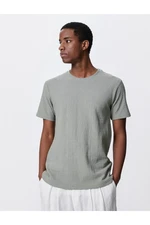 Koton Basic T-Shirt. Textured Crew Neck Slim Fit Cotton.