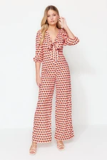 Trendyol Red Maxi Woven Geometric Pattern Jumpsuit