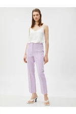 Koton Crop Trousers Ribbed High Waist