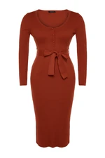 Trendyol Curve Tile Tie Waist, Buttoned Knitwear Dress