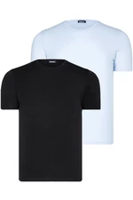 DUAL SET T8569 DEWBERRY BIKE COLLAR MENS T-SHIRT-BLACK-BLUE