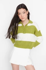 Trendyol Green Soft Textured Color Block Knitwear Sweater