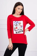 Blouse with 3D Watch red graphics