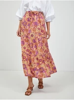 Orange floral maxi skirt with ORSAY tie - Women