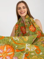 Light green cotton scarf with print