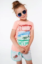 Girls' T-shirt with peach print