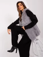 Grey women's fur vest