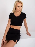 Black ribbed cotton top Editta RUE PARIS