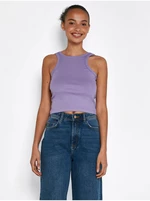 Light purple ribbed cropped tank top Noisy May Ribella - Women