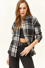 Olalook Women's Black Plaid Lumberjack Shirt