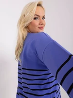 Purple cotton striped blouse plus size