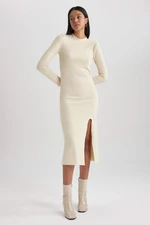 DEFACTO Straight Fit Half Turtleneck Camisole Midi Long Sleeve Dress