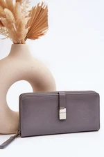 Women's patent leather wallet with magnet grey white