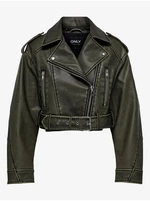 Women's Dark Brown Faux Leather Jacket ONLY Lella - Women