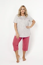 Women's pyjamas Abella, short sleeves, 3/4 leg - print/raspberry