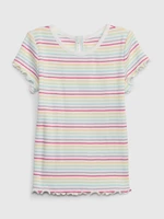 Pink and white girls' striped T-shirt GAP