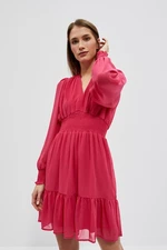 Dress with ruffle and puffed sleeves