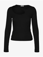 Black Ribbed T-Shirt with Noisy May Prasi Cut - Women