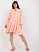 Peach airy dress with frills