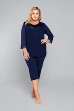 Women's pyjamas Izyda 3/4 sleeve, 3/4 legs - navy blue