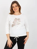 Ecru blouse plus sizes with application and print