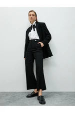 Koton Fabric Trousers Crop Wide Leg with Buttons Pocket Detailed.