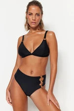 Trendyol High Waist Normal Leg Bikini Bottom with Black Accessories