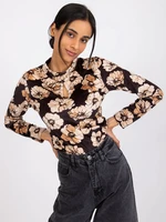 Black-beige floral velour blouse Skyler