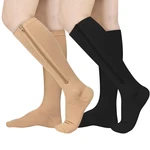 MOJITO 1 Pair Zipper Toe Wrap Compression Socks Men Women Nylon Relieve Varicose Veins Female High Zip Socks Size 45