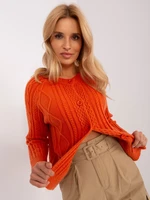 Orange women's button-down sweater