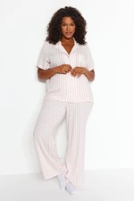 Trendyol Curve Pink Striped Woven Pajamas Set