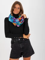 Women's turquoise and fuchsia flower scarf