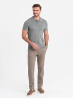 Ombre Men's classic cut chino pants with soft texture - ash