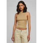 Women's turtleneck with short rib knit union beige