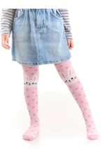 Denokids Bunny Girl Polka Dot Thick Pink Pantyhose.